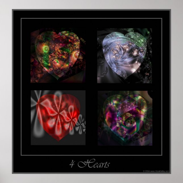 4 Herz-Quadrat-Poster Poster (Vorne)