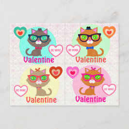 4 Hipster Coole Katzen Valentinskarte Karten