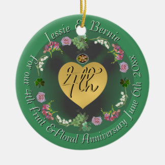 4. Hochzeitstag Fruchtfloral Foto Keramik Ornament