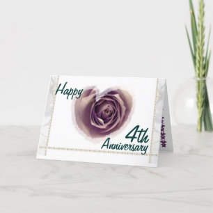 4. Hochzeitstag - Lila Rose Herz Karte