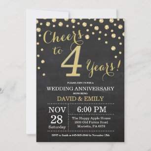 4. Hochzeitstag-Schiefertafel Schwarz und Gold Einladung