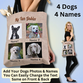 4 Hunde, 4 Namen, kann Text ändern, Hunde-Foto