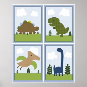 4 in 1 Dinosaurier/Dino 8 x 10 Zoll Kinderzimmer A Poster