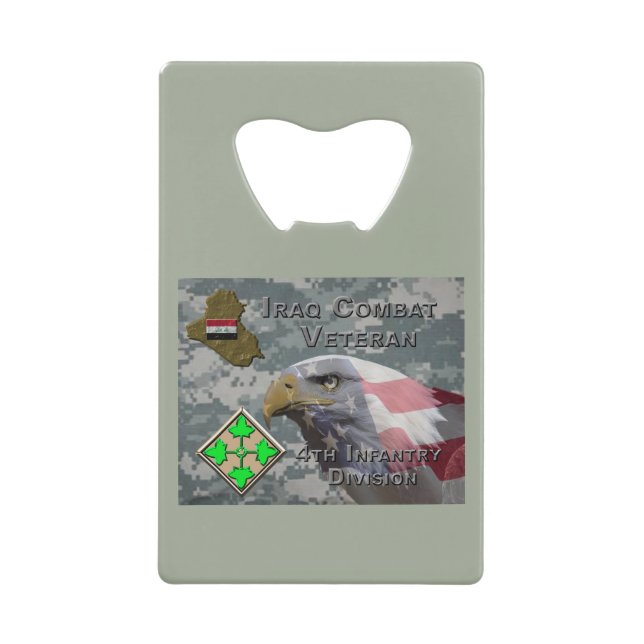 4. Infanterie Div Irak Combat Veteran Geldbeutel Flaschenöffner (Vorderseite)