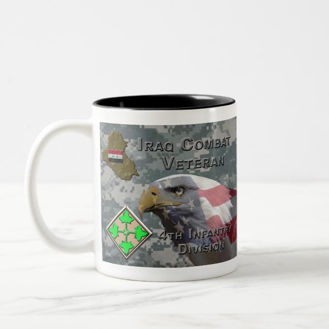 4. Infanterie Div Irak Combat Veteran Zweifarbige Tasse (Links)