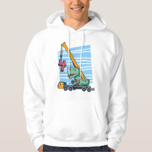 4 Jahre 4. Geburtstag Mobilkran Dinosaurier Hoodie