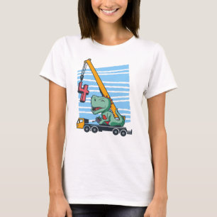 4 Jahre 4. Geburtstag Mobilkran Dinosaurier T-Shirt
