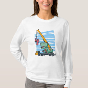 4 Jahre 4. Geburtstag Mobilkran Dinosaurier T-Shirt