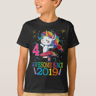 4 Jahre alt 4. Geburtstag Einhorn Dabbing Mädchen T-Shirt
