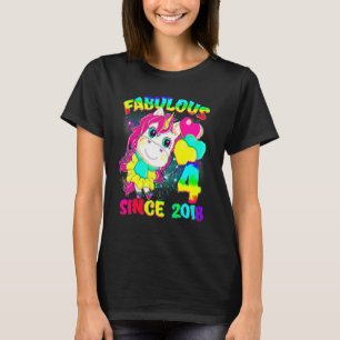 4 Jahre alt 4. Geburtstag Einhorn Girl Fabulous Si T-Shirt
