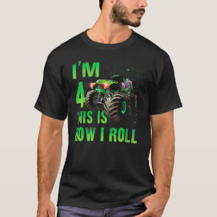4 Jahre alt 4. Geburtstag Junge Monster Lkw Auto T-Shirt
