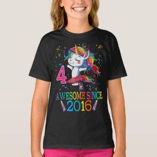 4 Jahre alt 4. Geburtstag Unicorn Entlüftung T-Shirt
