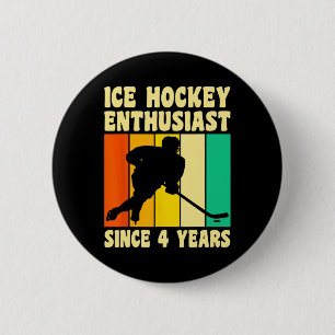 4 Jahre alt 4 Geburtstag Vintag Eishockey 4. Gebur Button