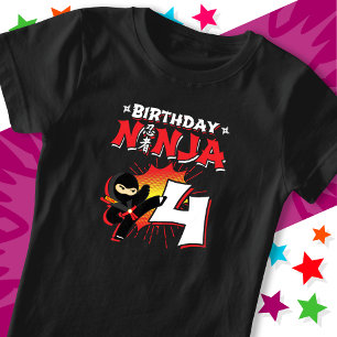 4 Jahre alt Comic Book Style Ninja 4. Geburtstag T-Shirt