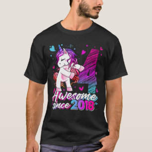 4 Jahre alt Einhorn Flossing 4. Geburtstag Mädchen T-Shirt