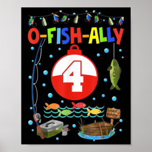 4 Jahre alt Fischen 4. Geburtstag Junge Tag Party Poster