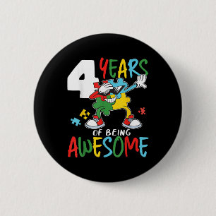 4 Jahre alt Geburtstag Autistische Jungen Autismus Button