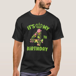 4 Jahre alt Geburtstagskinder Blume 4. Geburtstag T-Shirt