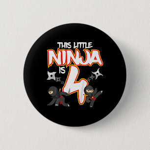 4 Jahre alt Ninja Geburtstagsparty Martial Arts Ka Button