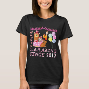 4 Jahre alte 4. Geburtstag Faultier Reit Llama Mäd T-Shirt