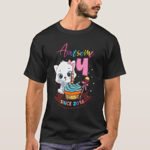 4 Jahre alte 4. Geburtstag Mädchen Süße Katze Awes T-Shirt