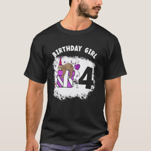 4 Jahre alte Faultier Mädchen Party Faultier Liebh T-Shirt