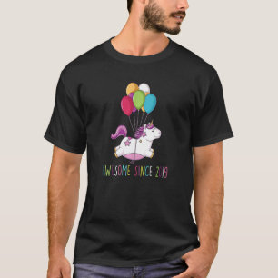 4 Jahre Alte Geschenke Girl Teens Ballon Einhorn 4 T-Shirt