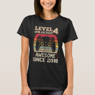 4 Jahre alter Gamer Boy Geburtstag 4 Level entsper T-Shirt