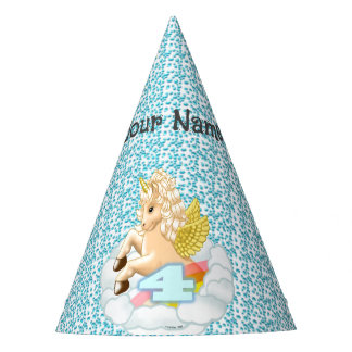 4 Jahre alter Geburtstag Einhorn Party Hut Partyhütchen