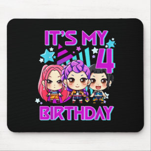4 Jahre alter Geburtstag K Pop Kinder 4. Geburtsta Mousepad
