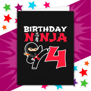 4 Jahre alter Karate Ninja Party Kinder 4. Geburts Karte