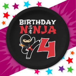 4 Jahre alter Karate Ninja Party Kinder 4. Geburts Pappteller