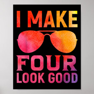 4 Jahre alter Kindergeburtstag Zitat Grafik Funny Poster