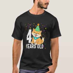 4 Jahre alter Shiba Inu Hund 4. Geburtstag Party O T-Shirt