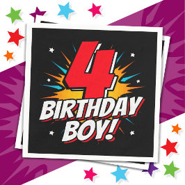 4 Jahre alter Superheld zum Geburtstag Junge 4. Ge Serviette