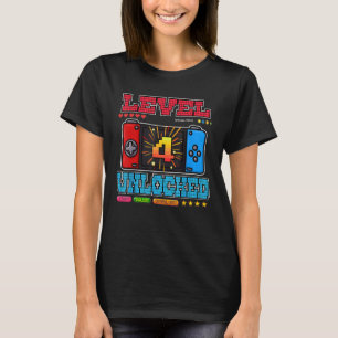 4 Jahre alter Video Gamer Birthay Level Unlock Fa. T-Shirt