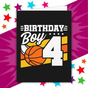 4 Jahre altes Basketball Party Thema 4. Geburtstag Karte