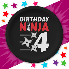 4 Jahre altes Ninja Party Sterne Kinder 4. Geburts Pappteller