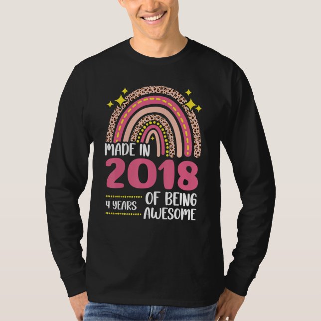 4 Jahre Geboren im Jahr 2018 Mädchen T-Shirt (Vorderseite)
