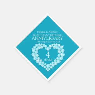 4 Jahre Jubiläum topaz Herz Custom Napkins Serviette