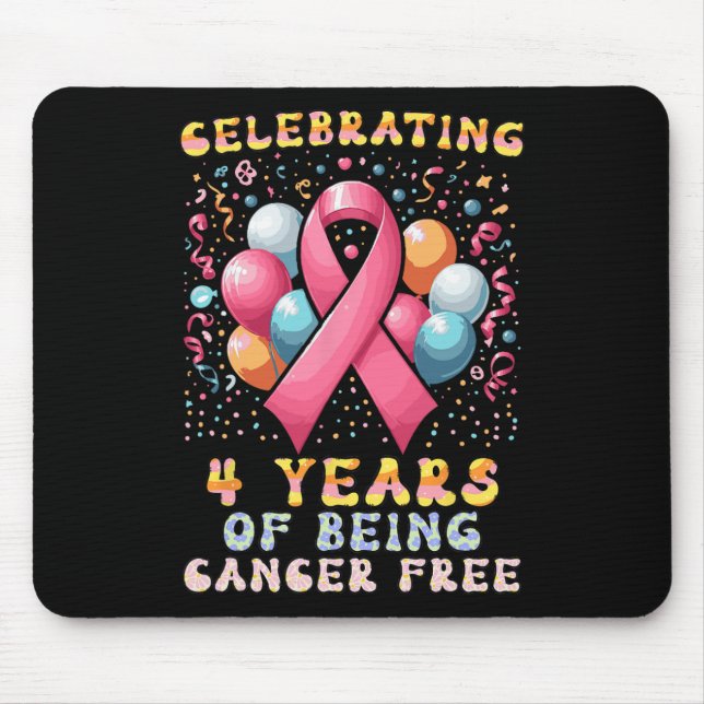 4 Jahre Krebs-freies Brustkrebs Mousepad (Vorne)