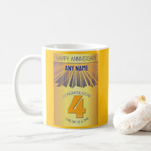 4 Jahre nüchtern zum Jubiläum Golden Ray 12-Schr Kaffeetasse
