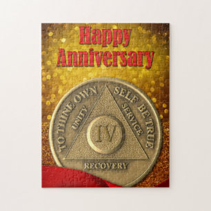 4 Jahre OM Coin Glitzer Happy Jubiläum Puzzle