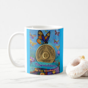 4 Jahre OM Herzlichen Glückwunsch Schmetterlinge K Kaffeetasse