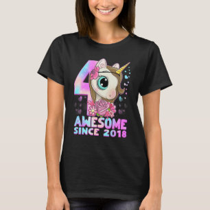 4 Jahre süßes Einhorn Großartig seit 2018 T-Shirt