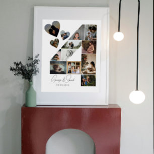 4 Jahre zusammen Foto Collage Hochzeit Jahrestag Poster