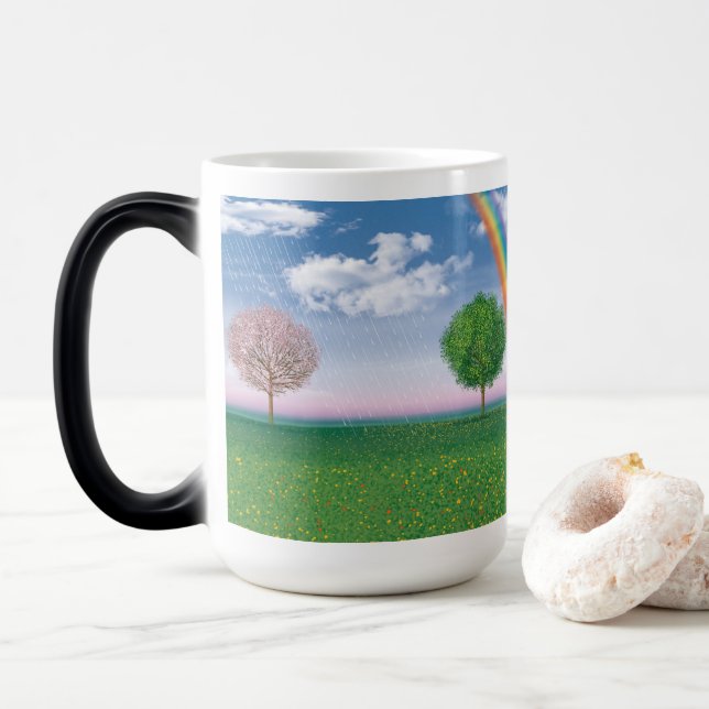 4-Jahreszeiten Kunstwerke MORPHING Kaffee Tasse (Mit Donut)