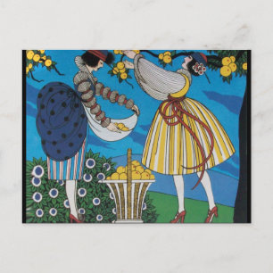 4 JAHRESZEITEN /SOMMERGARTEN /MODEKOSTÜMDESIGNER POSTKARTE