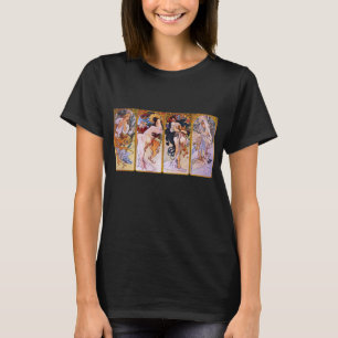 4 Jahreszeiten von Alphonse Mucha, Vintage Art Nou T-Shirt