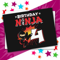 4-jähriger Comic-Style-Ninja zum 4. Geburtstag